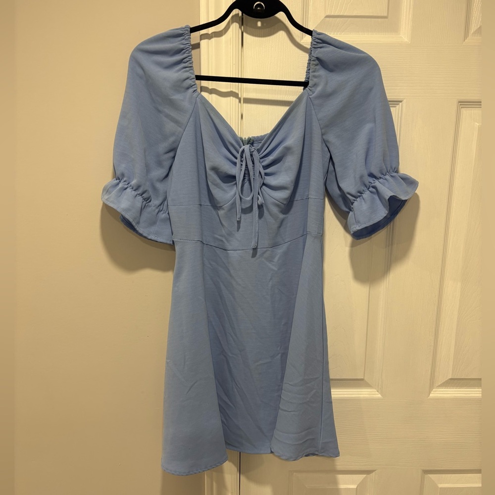 Shein Puff Sleeve Ruched Bust Drawstring Dress - Picture 3 of 7